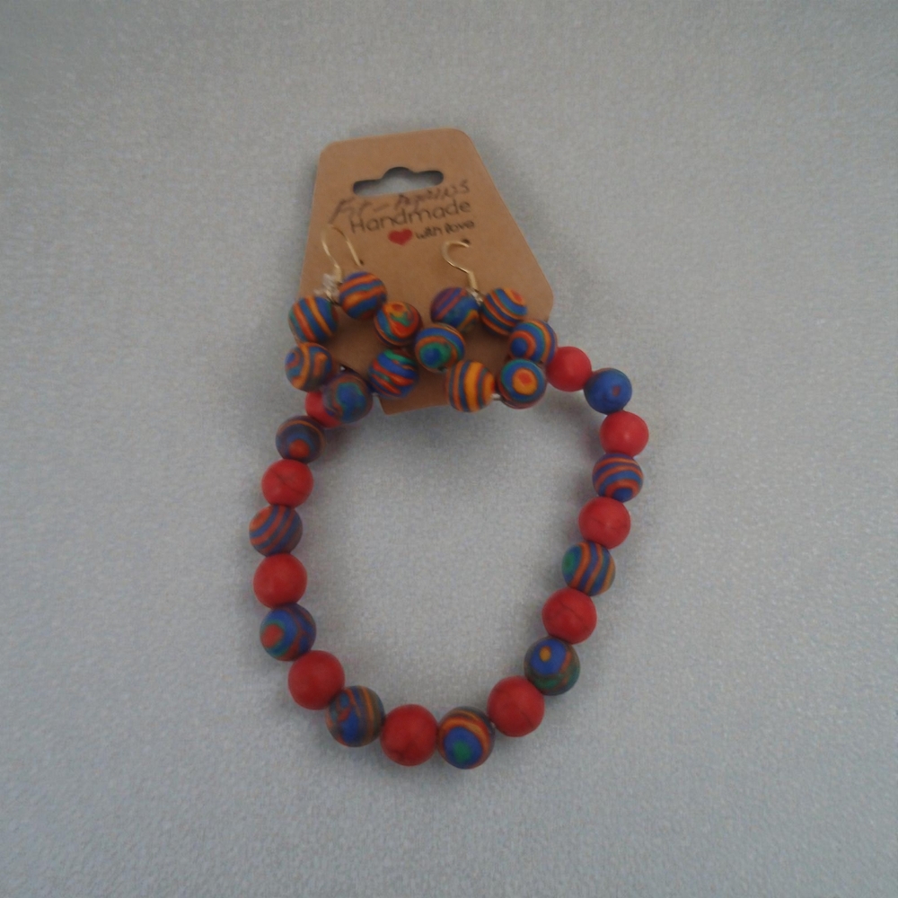 Colorful Beaded Bracelet And Earrings Set